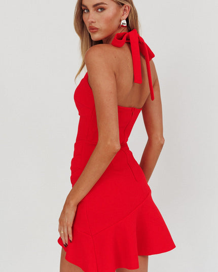 Red Stars Halterneck Mini Dress