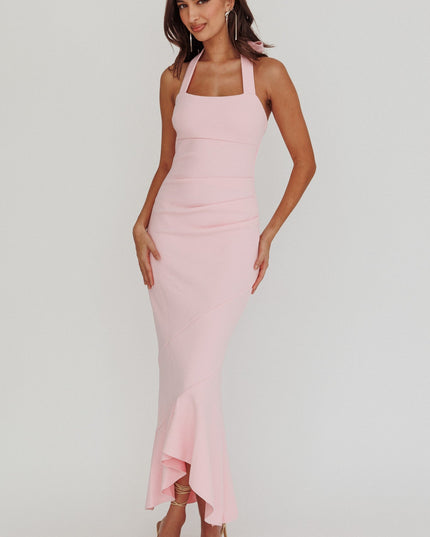 Pink Stars Halterneck Midi Dress