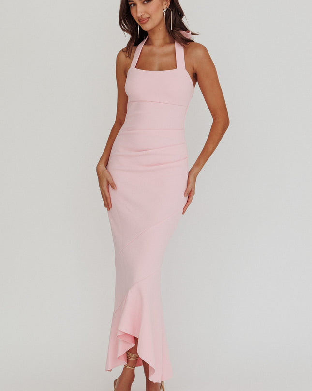 Pink Stars Halterneck Midi Dress
