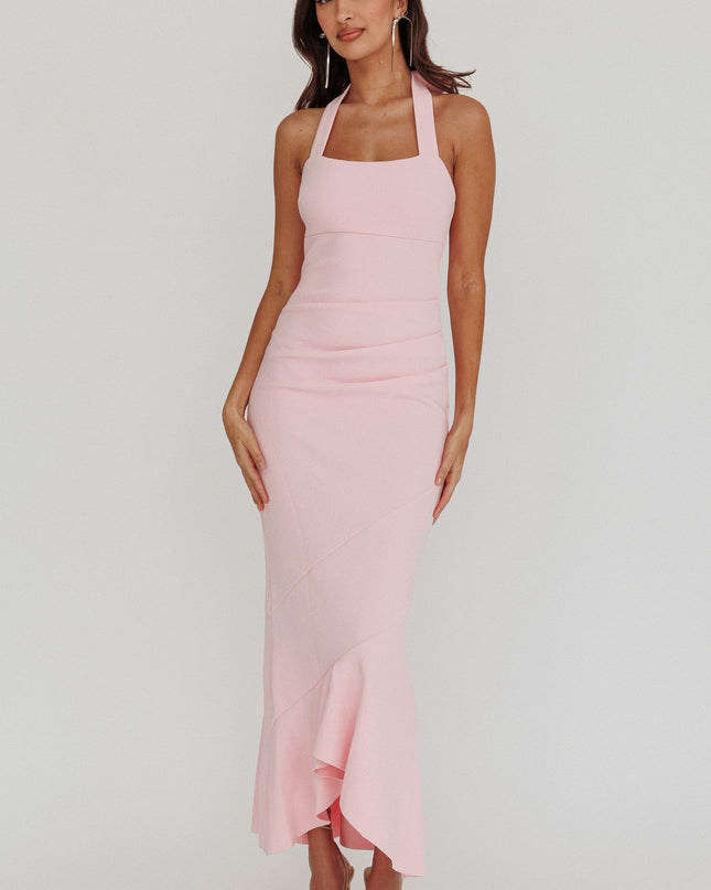 Pink Stars Halterneck Midi Dress