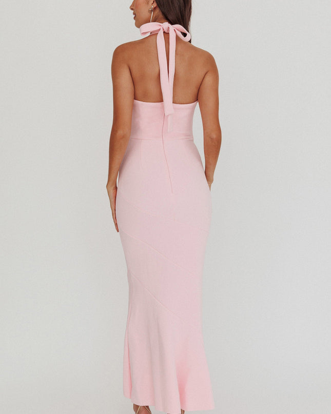 Pink Stars Halterneck Midi Dress