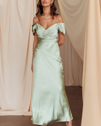 Pistachio Off Shoulder Maxi Dress