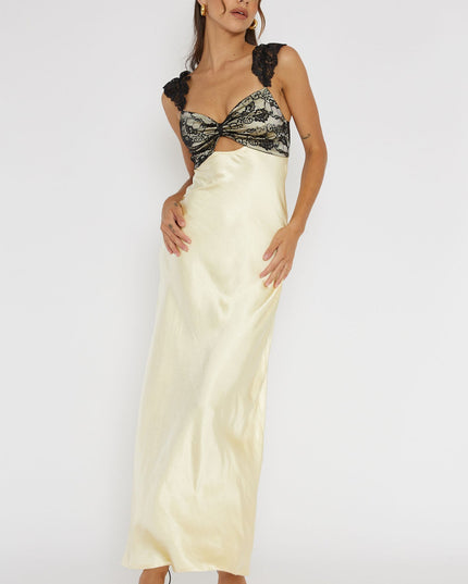Lemon Lace Bust Maxi Dress