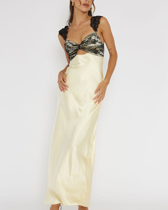 Lemon Lace Bust Maxi Dress