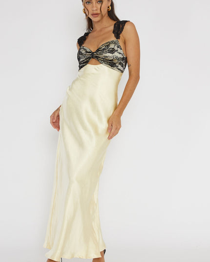 Lemon Lace Bust Maxi Dress