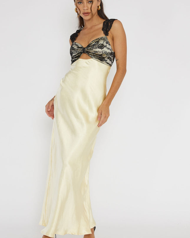 Lemon Lace Bust Maxi Dress