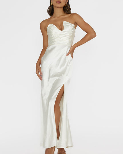 Pearl Asymmetric Neckline Maxi Dress