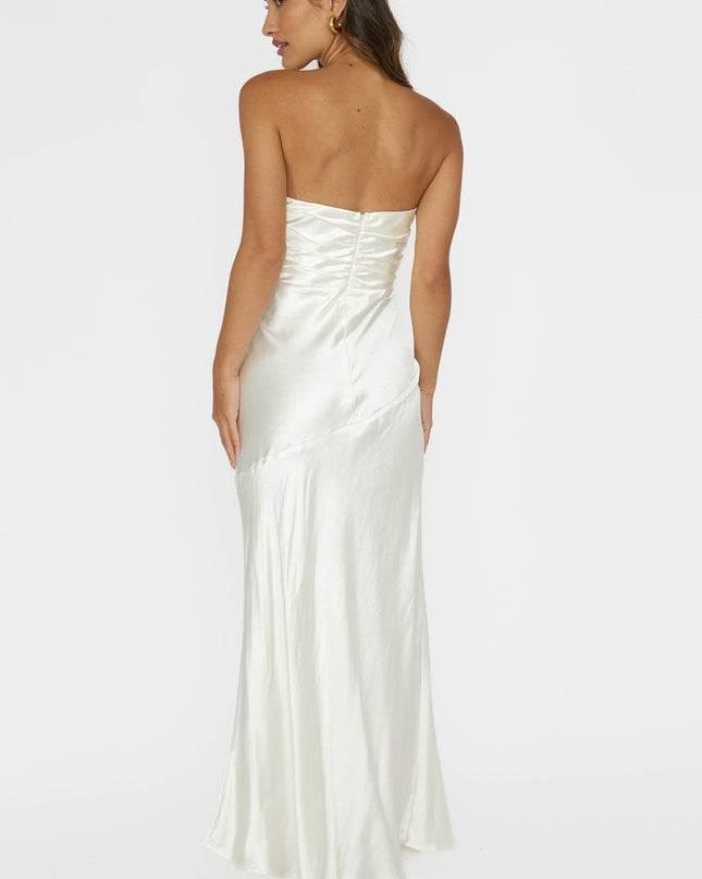 Pearl Asymmetric Neckline Maxi Dress