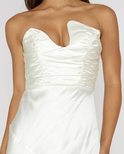 Pearl Asymmetric Neckline Maxi Dress