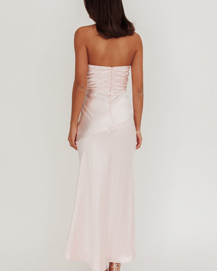 Pink Asymmetric Neckline Maxi Dress