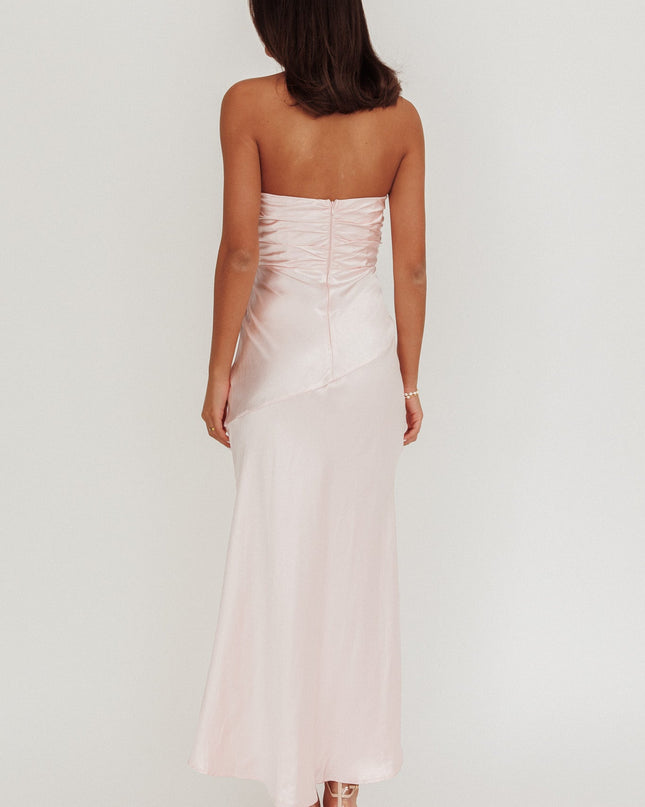 Pink Asymmetric Neckline Maxi Dress