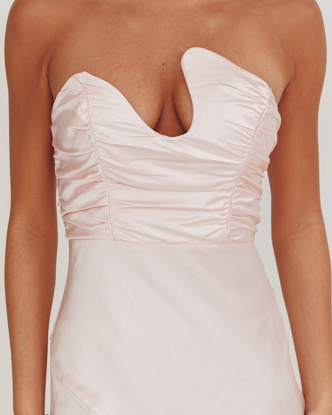 Pink Asymmetric Neckline Maxi Dress