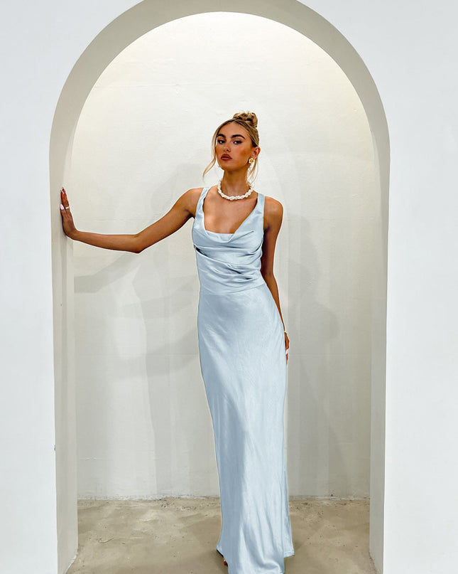 Blue Tied Back Maxi Dress