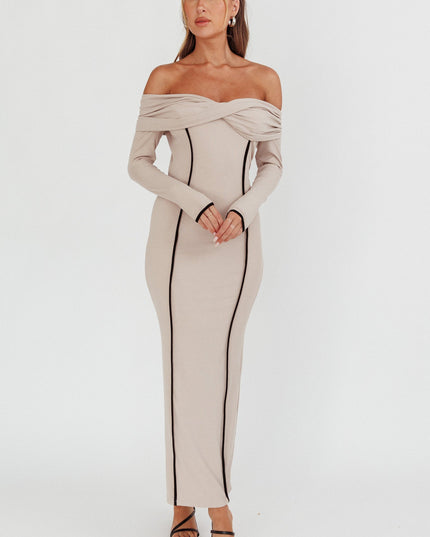 Pebble Off-Shoulder Long Sleeve Maxi Dress
