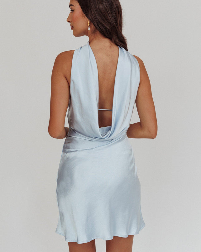 Blue Halter Mini Dress