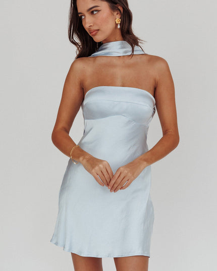Blue Halter Mini Dress