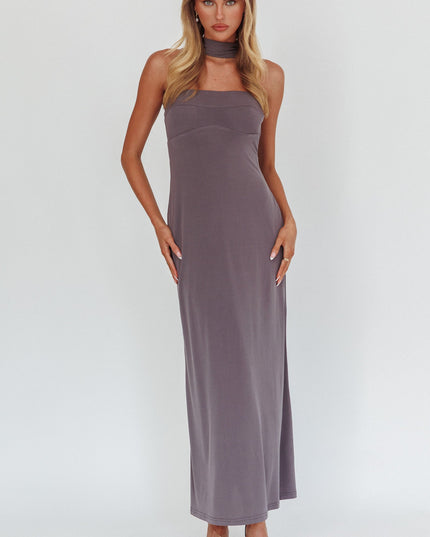 Charcoal Halter Maxi Dress