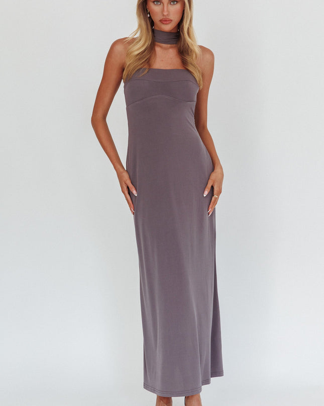Charcoal Halter Maxi Dress