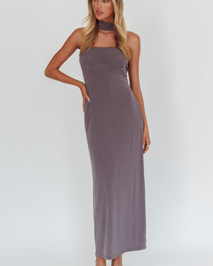 Charcoal Halter Maxi Dress