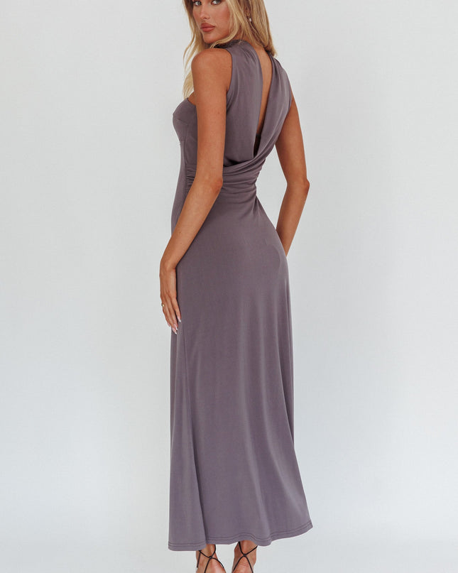 Charcoal Halter Maxi Dress