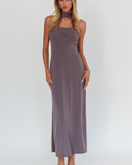 Charcoal Halter Maxi Dress