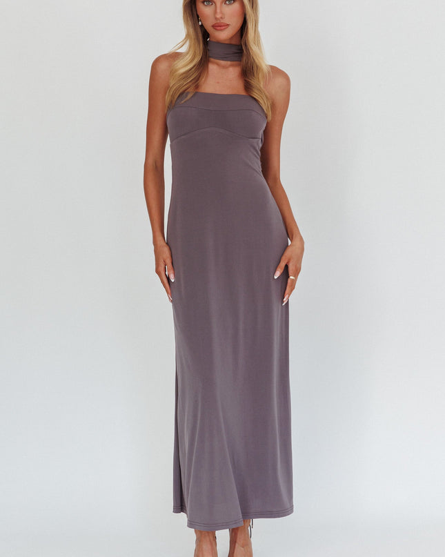 Charcoal Halter Maxi Dress