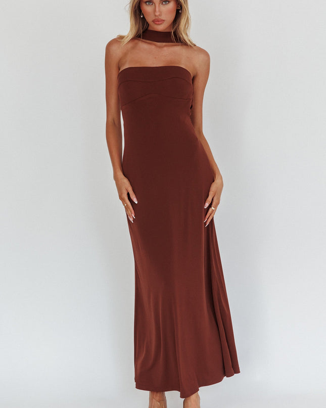 Chocolate Halter Maxi Dress