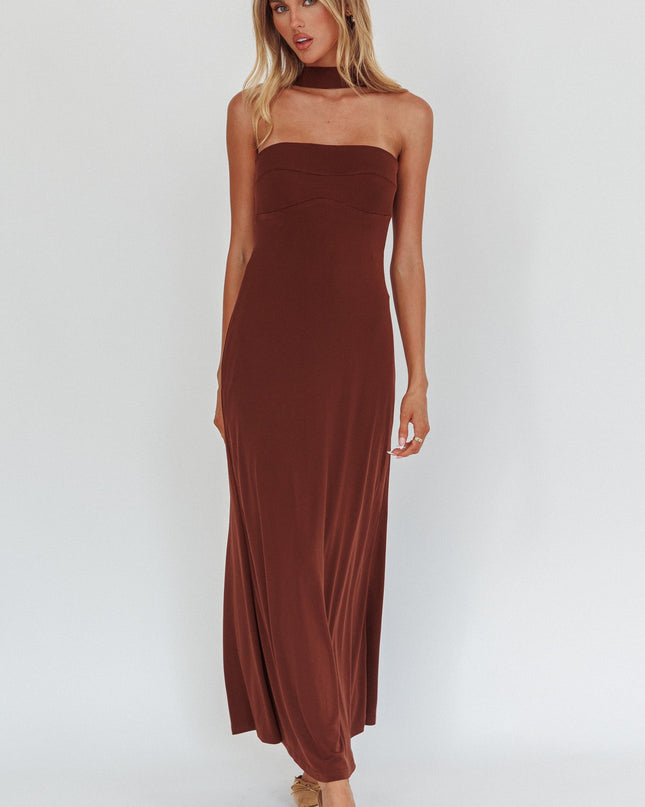Chocolate Halter Maxi Dress