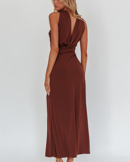 Chocolate Halter Maxi Dress