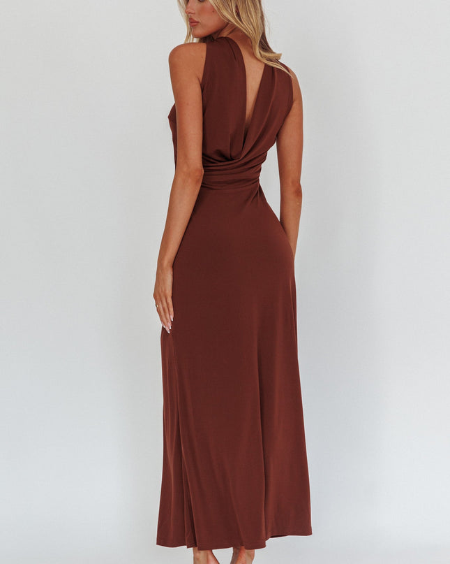 Chocolate Halter Maxi Dress