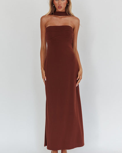 Chocolate Halter Maxi Dress