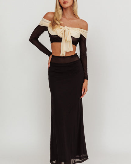 Black Mesh Maxi Skirt