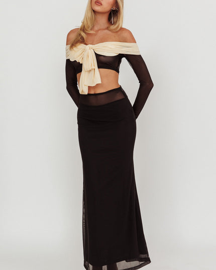 Black Mesh Maxi Skirt