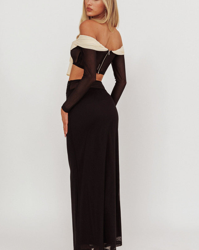 Black Mesh Maxi Skirt