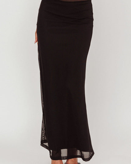 Black Mesh Maxi Skirt
