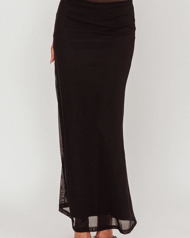 Black Mesh Maxi Skirt
