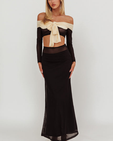 Black Mesh Maxi Skirt