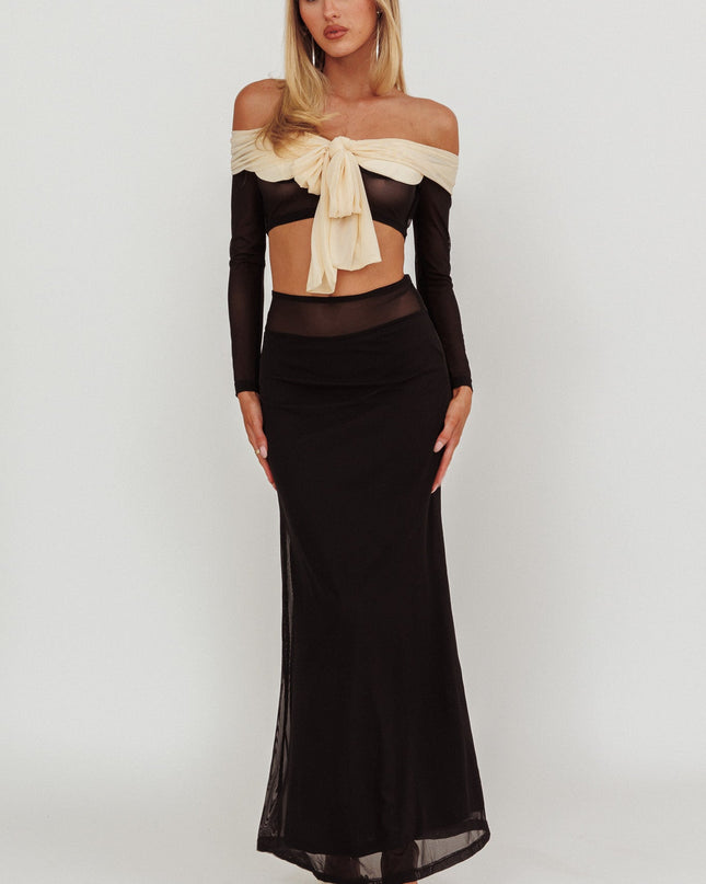 Black Mesh Maxi Skirt