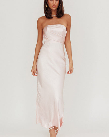 Baby Pink Stars Strapless Maxi Dress