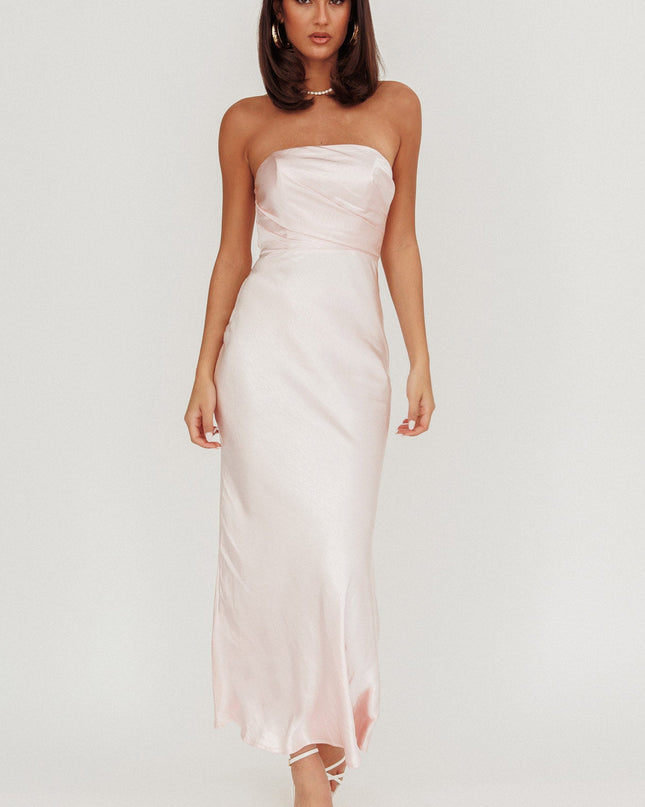 Baby Pink Stars Strapless Maxi Dress