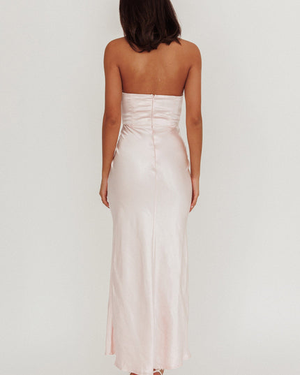 Baby Pink Stars Strapless Maxi Dress