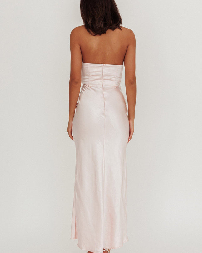 Baby Pink Stars Strapless Maxi Dress
