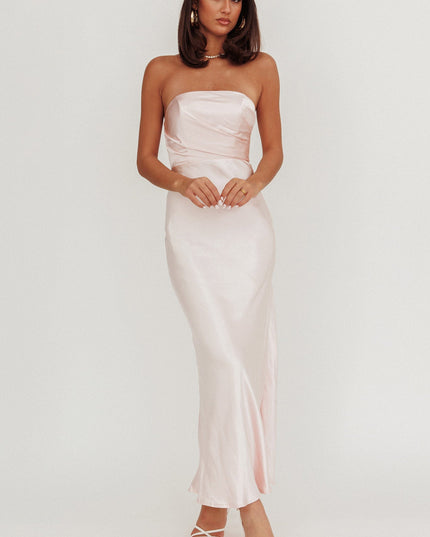 Baby Pink Stars Strapless Maxi Dress