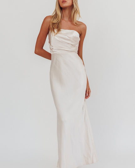 Champagne Stars Strapless Maxi Dress
