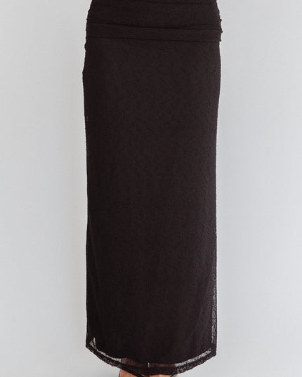Black Ruched Side Maxi Skirt