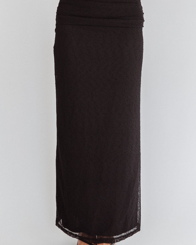 Black Ruched Side Maxi Skirt
