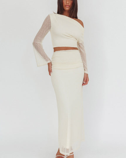 Butter Ruched Side Maxi Skirt