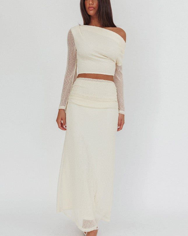 Butter Ruched Side Maxi Skirt