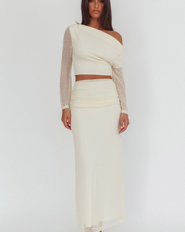 Butter Ruched Side Maxi Skirt
