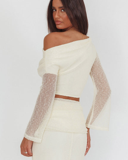 Butter Asymmetric Shoulder Crop Top